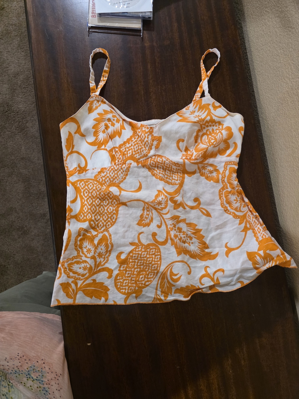 Bass White Cami Top with Orange Floral Print